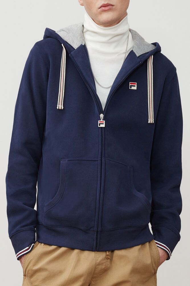 Fila Sweatshirt Tenconi Hooded Mens Navy - India ITH-958461